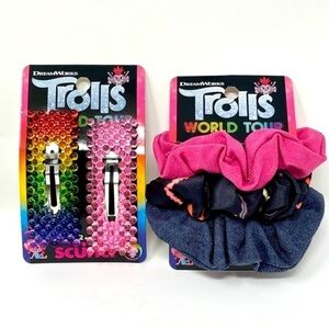🌺 Scunci Dreamworks Trolls Bright Rainbow Retro Colorful Clips & Scrunchies